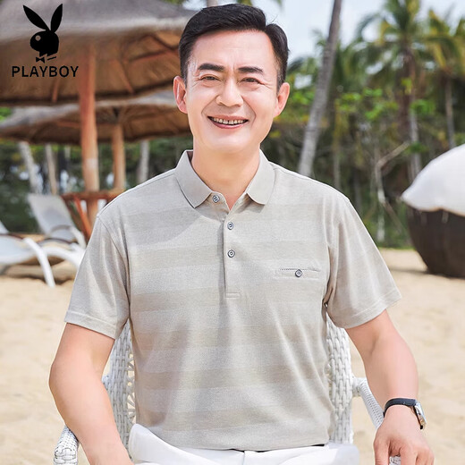 Playboy (Playboy) Summer New Daddy Forting Forting Forting для матчей под рубашкой для мужчин среднего и пожилых людей простые и модные воздухопроницаемые футболки CJ9901 Темно-синяя L 170