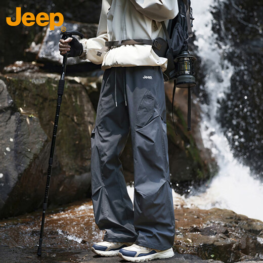 JEEP Casual Pants Men's and Women's Assault Paratrooper Pants Windproof Outdoor Work Pants Loose Straight Pants Black XL