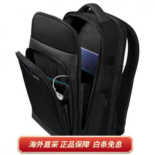 新秀丽（Samsonite）Mysight 品牌徽标商务通勤 环保材料 双肩包 男女同款情侣款 黑色 基础装(包)