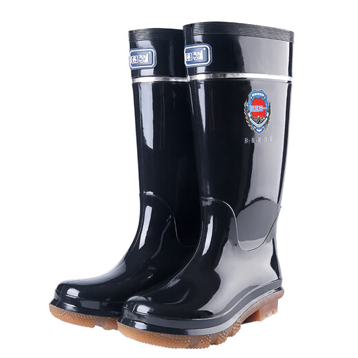 
3531 new men's high tube rain boots 1903 black anti-acid and alkali labor protection high-top rain boots three-proof rubber shoes protective water shoes black 43