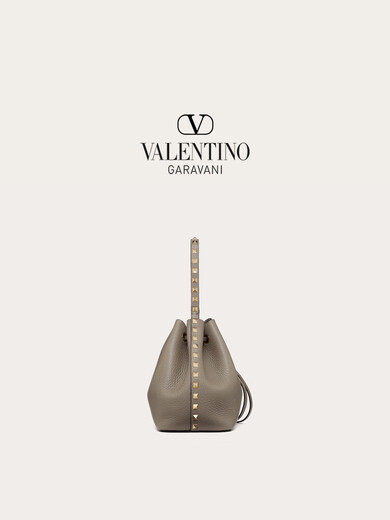 Valentino Women Rockstud Calfskin Eimer Bag Dove Grey Alle Größe