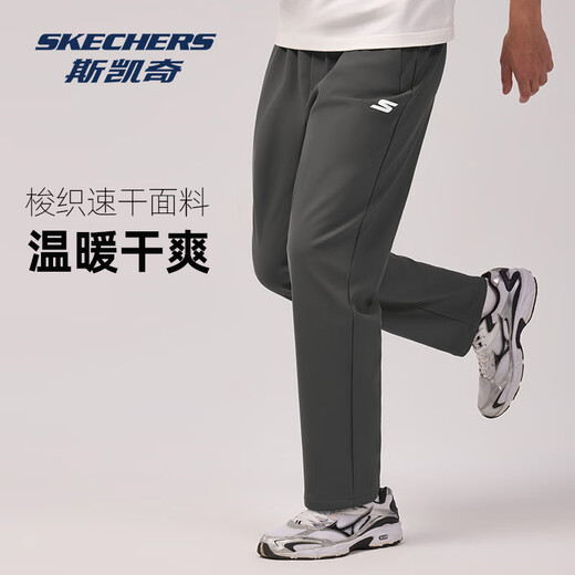 Skechers fleece casual pants for men 2025 winter new casual versatile warm trousers outdoor sports breathable straight pants