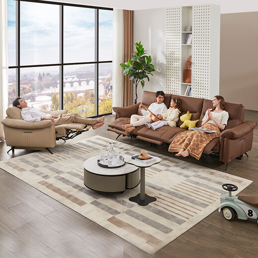 Zhihuashi [Style de magasin hors ligne] Zhihuashi première classe italien minimaliste en cuir électrique 0 Sofa mural 13010 Quatre sièges et quatre électriques - blanc [12157 une table et quatre chaises] Livraison de priorité (voir le service client pour plus de détails)