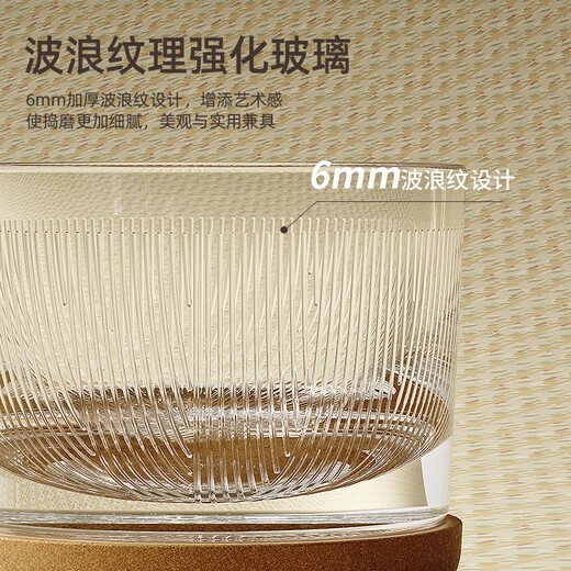 Lebo Lebo masher glass household masher jar grinder garlic mortar garlic peeler garlic press garlic paste food supplement thickened grinding bowl-380ml free beech wood grinding rod