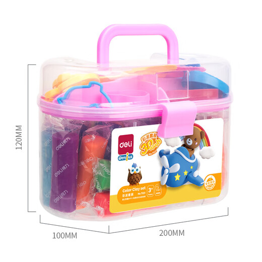 Deli 24-Farben Plastikine handgefertigtes DIY-Spielzeug farbiger Ton Set Ultraleicher Tonraum Sand Sandfarbe Clay Kinderschule Abschluss Schreibzeiten Geburtstagsgeschenk Rosa