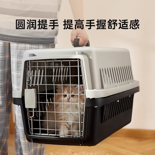 贝初众猫咪航空箱大号猫笼外出便携包猫咪箱子大中小型犬狗狗宠物托运箱 碳黑一号【适用12斤以下宠物】 【带隔尿板+挂碗】 带提手