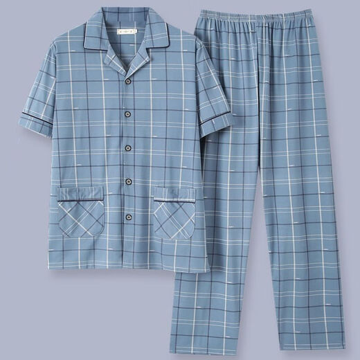 Catman Miiow Herren Pure Cotton Pyjamas Herren Sommer lässig Frühling und Herbst Dünne Heimbekleidungsanzug kurzärzt