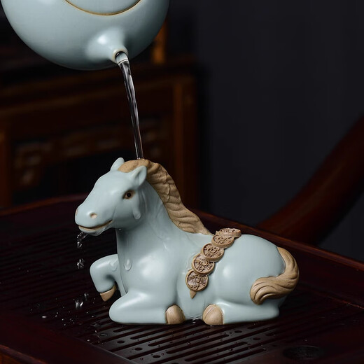 Xian Yan household can raise open-piece Ru porcelain tea pet ornaments - make money immediately tea table tea table ornaments light luxury Tianqing Ru porcelain tea pet - make money immediately