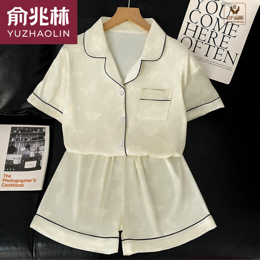 Yu Zhaolin (YUZHAOLIN) 2025 new pajamas for women in summer ice silk short sleeve thin style large size ice silk home clothing set spring and summer YX9214 M (75-95)Jin[Jin equals 0.5 kg]