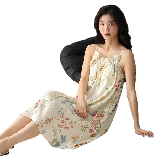 Langsha Sling-Nachthemd mit Brustpolster für Frauen für Sommerpyjamas für Frauen süße Stil 2025 NEUE ärmelloses Schlinge QM-6630 Sling Paste M (80-100jin [Jin Equals Equals Equals ärgerlich]))