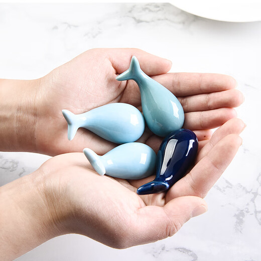 MZXM Japan imported quality 4 pack creative cute spoon holder spoon holder whale ceramic chopstick holder chopstick holder chopstick pillow home use sapphire blue 1 pack