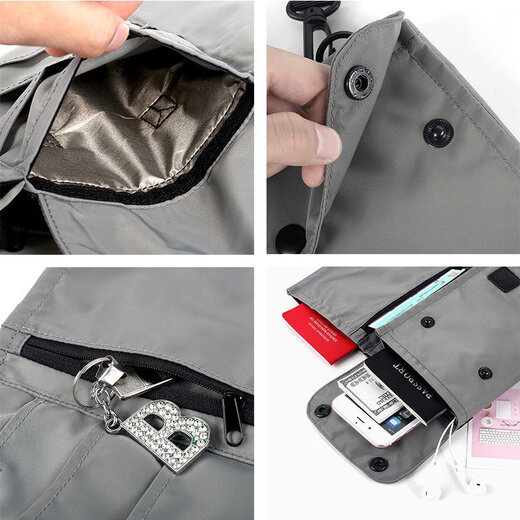 Fahrt im Ausland ID-Beutel Passportbag Halfer Hals Nylon High-End Passport Bag wasserdichte Wechseln Sie große Mobiltelefonbeutel Schwarz