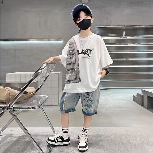 Jungen Sommerset 2025 neuer Stil Stilvoller Kinder kurzärmelige Kleidung modische Baby Sommer Dünne zweiteiler Set EK Kurzschlärm Set-Green 110 Geeignet für Höhe 100-110 cm
