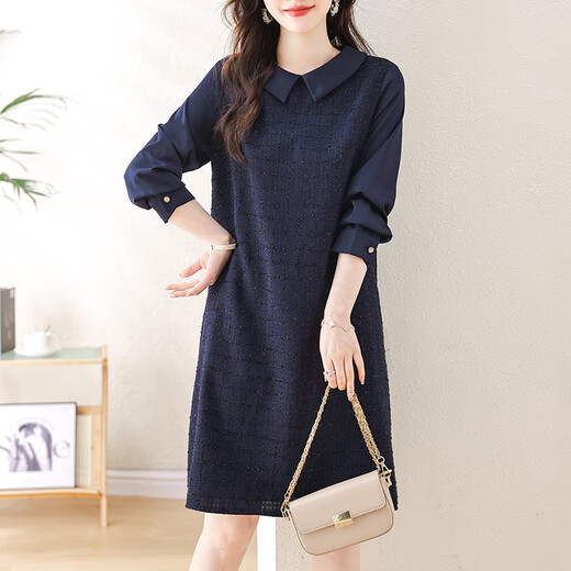 
LISM [same style in the mall] high-end dress 2025 new exquisite small fragrance style women's European station European goods medium-length straight tube M [Suggested 110Jin[Jin equals 0.5 kg] b