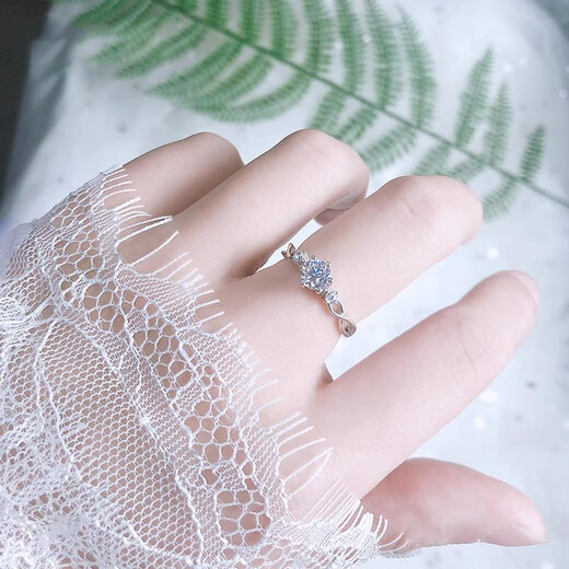 MZMZ platinum ring for women pt950 platinum begging for engagement, fashionable diamond ring, Valentine's Day birthday gift for girlfriend and wife, local warehouse/next day delivery - light luxury blue silk diamond ring for women