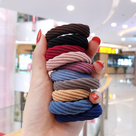Princess Xiang High Elasticity Durable Seamless Towel Ring Rubber Band Headband Korean Style Hair Rope Women's Simple Hair Wrap Hair Accessory Twist Style Mixed Color 10 Pack