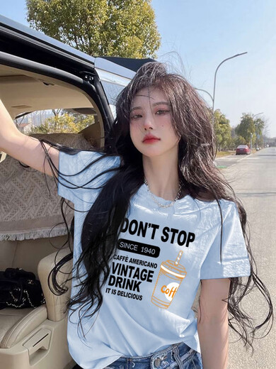GTYUWVG欧货正肩纯棉克莱因蓝夏季女士短袖t恤女2025新款正肩体恤上衣ins 6172克莱因蓝常规款 S