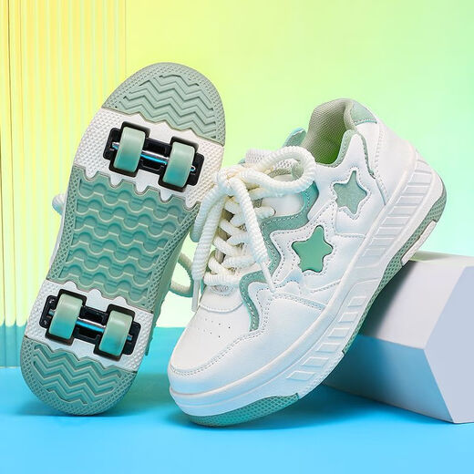 2025 Nouveaux chaussures de déchaînement pour enfants Chaussures garçons quatre roues baskets filles doubles roues patins peuvent marcher et détachable 9921 Black Four Roues Suivez le premier expédition 31 Code standard