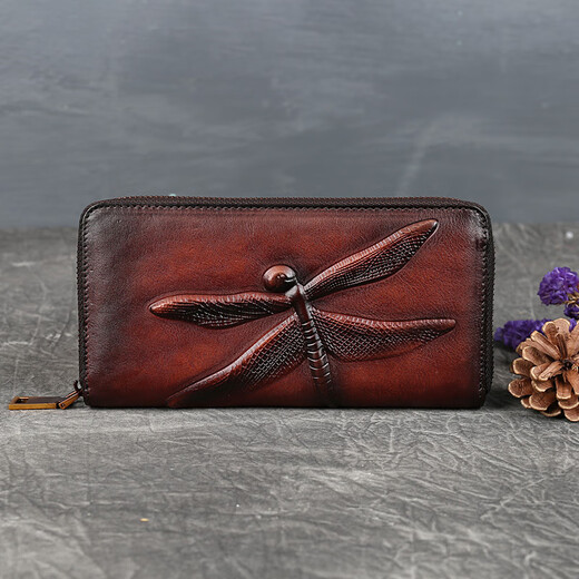 Goyn Wallet Frauen langes Leder 2022 Neue Kupplung Trendy Retro-Taschen Top-Schicht Cowhide grenzüberschreitend einteilig Versand Blau