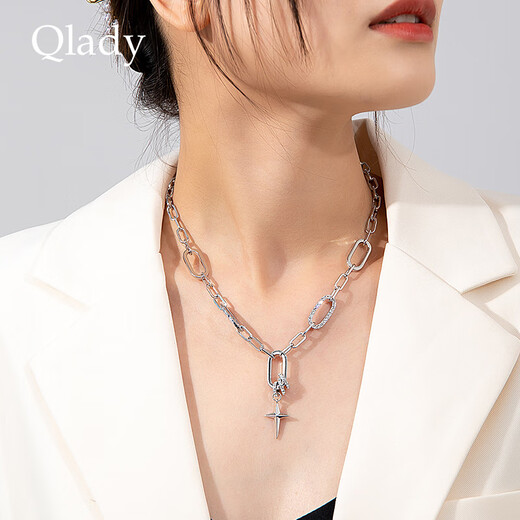 Qlady Cross Star Sweater Chain Мужчины и женщины модное ожерелье легкая роскошная ниша 2025 Новая модные аксессуары для цепи клавиля