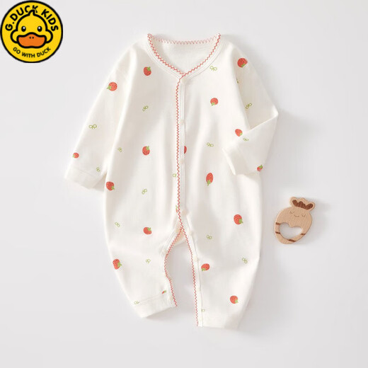 G.duck Little Yellow Duck Newborn Baby Clothes Jumpsuit Spring and Autumn Type Pure Cotton Boneless Harness Newborn Baby Baby Clothes Red Heart 90cm