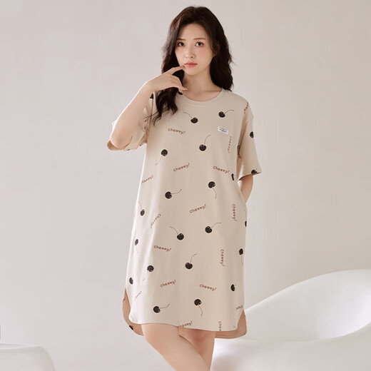 
Summer, baby, show off nightgown for women in summer with breast pads, extra long style to ankle long skirt for delivery, can be worn with a dress with short sleeves pure cotton pajamas X12529 L