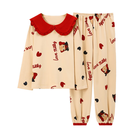 
Urban beauty pajamas women's spring and autumn pure cotton long sleeve cute Korean sweet suit summer autumn winter princess style casual home clothes green apricot color GXT9923 picture color M (recommended 75-95Jin [Jin equals 0.5 kg])