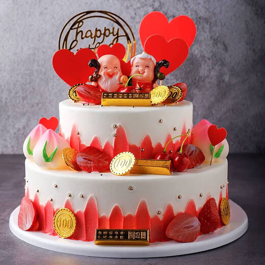 语森忆双层祝寿老人生日模型仿真2025新款网红塑胶假样品 t4884 14+10寸