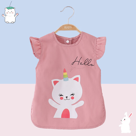 Babero para comer bebés, impermeable y sucio, camisa de bebé delgada, linda piel de conejo en polvo, talla 110 (recomendado para 3-5 años)