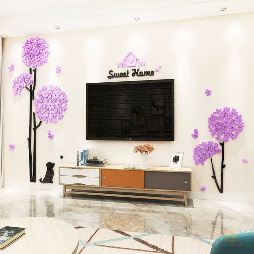 
Creative dandelion TV background wall sticker living room wall decoration bedroom room layout 3d three-dimensional sticker self-adhesive 3294B sky blue extra large