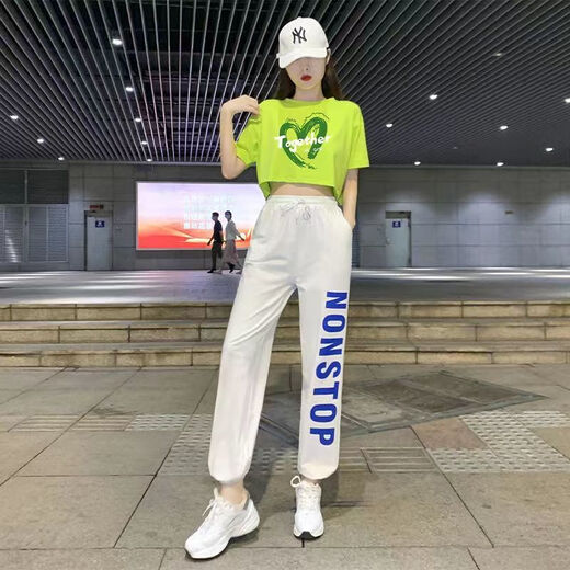 Jazz Dance Costume Cheerleading Costume Women's Suit Dancing Korean Women's Team Suit Adult Middle School Students' Performance Costume 9889 Red + 569 Pants + E M Recommended 90-105Jin [Jin equals 0.5 kg]