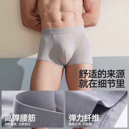 Hailan Home Men's Pure Cotton Underwear Men's Antibacterial Mulberry Silk Large Size Boys Flat Corners Shorts Pants 3 Gifts for Chinese Valentine's Day