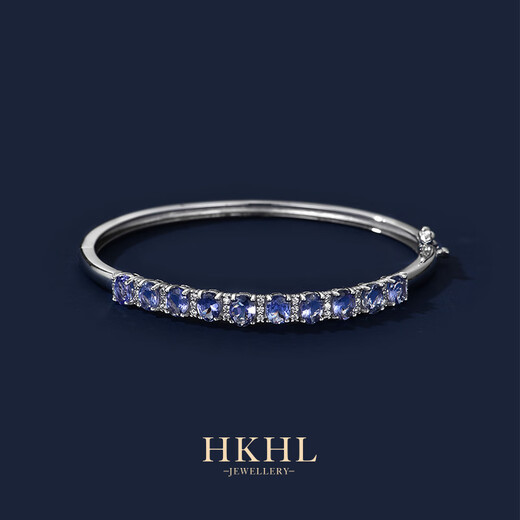 HKHL with certificate 925 silver natural tanzanite sapphire bracelet for women silver bracelet light luxury colorful jewelry high-end natural tanzanite opening and closing bracelet certificate + light luxury gift box