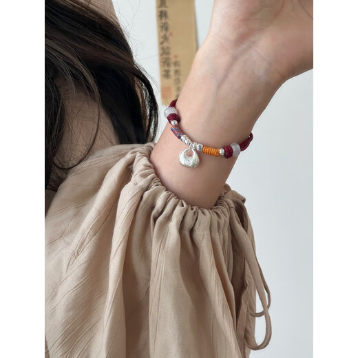 Companion blessing couple niche gift solid 999 sterling silver safe little fat blessing bag red rope animal year bracelet silver bracelet bracelet burgundy gift box packaging