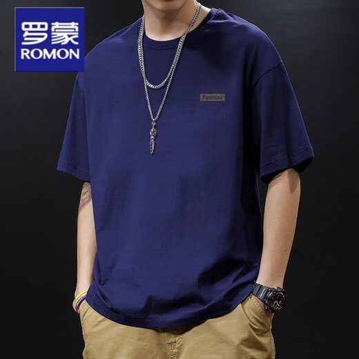 Camiseta de manga corta de manga corta de algodón de algodón de algodón de algodón puro de Romon para hombres para hombres de manga corta de manga corta para hombres.