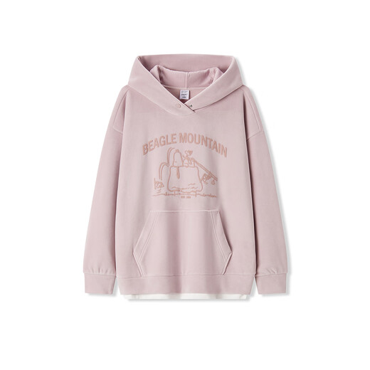 Semir Snoopy series sweatshirt women's mid-length fake two-piece pattern winter oversize polar fleece 101724116019