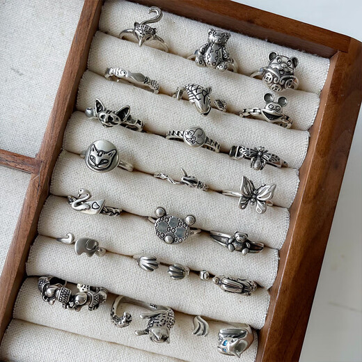 Lan zhitai joyas de plata no caza personalidad nicho de gato animal luz de lujo de lujo anillo de dedo 925 anillo 1047 gato (abierto No. 8, abierto con abertura ajustable
