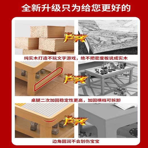 Hushi Xiaobao Tabla de construcción de madera maciza para niños Tabla de madera de madera de madera Multi-función Tabla de juego de juguetes de juguete de partículas grandes de madera Tabla de juego de Joy