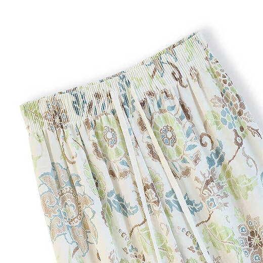 
Cypress House Slimming Floral Pants 2025 Summer New Women's Drawstring Draped Wide Legs Elastic Waist Casual Pants