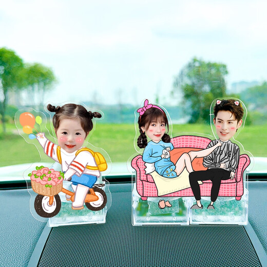 Photo personnalisée des ornements de tremblements de tête sur la voiture avec une voiture solaire en acrylique couple couple trois secoue fruit célibataire 738 cellules solaires doubles usage