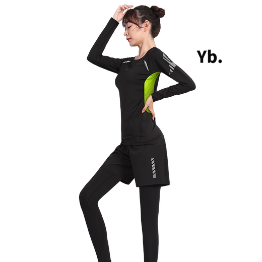 Swimwear Women's Sunscreen Long Sleeve Swim Suit Tight Quick Drying Top Women's Wet Suit Surfing Tight Three Piece Suit Black Sunscreen Quick Dry No Breast Pad S S80-100Jin Jin is equal to 0.5kg