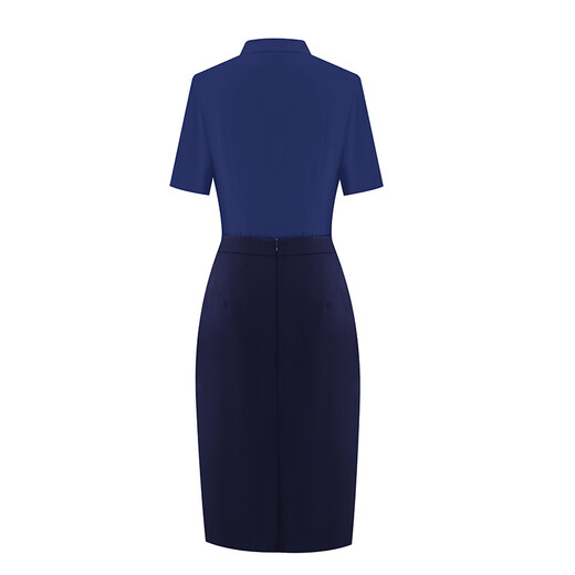 
Washing wear intellectual style shirt suit hip-packing hotel long management work clothes blue work clothes professional temperament female navy blue short-sleeved shirt (17087) S