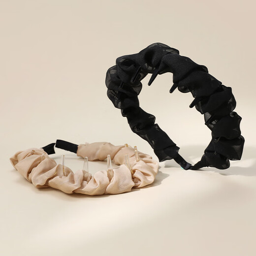 Chimera (CHIMERA) 2-piece mesh pleated headband, non-slip toothed headband, hair volume, high skull hair accessories, headband, girl's birthday gift