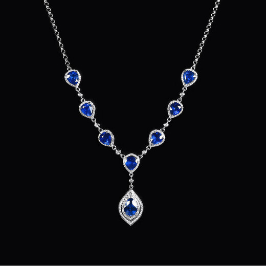 HEEKAIYI Sapphire Necklace for Women Royal Blue 18k Gold Diamond Pendant Chinese Valentine's Day Birthday Gift for Wife and Girlfriend Selected 6.46 Carat/Royal Blue/Double Certificate