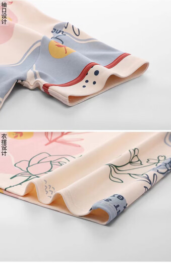 Modal Anzug Pyjama Frauen Sommer 2025 Neues reines Baumwollstil Lose kurzärmelige Kumpelhosen Zwei-teiliger Student Frühling und Herbst D679 Kurzärärmelte Hosen M Damen Gewicht 70-95 Jin [Jin gleich 0,5 kg]
