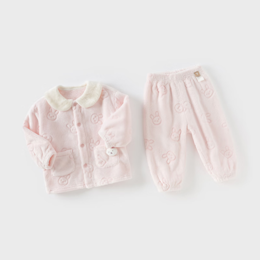 戴维贝拉男童家居服套装秋季女童珊瑚绒睡衣冬季儿童衣服女宝