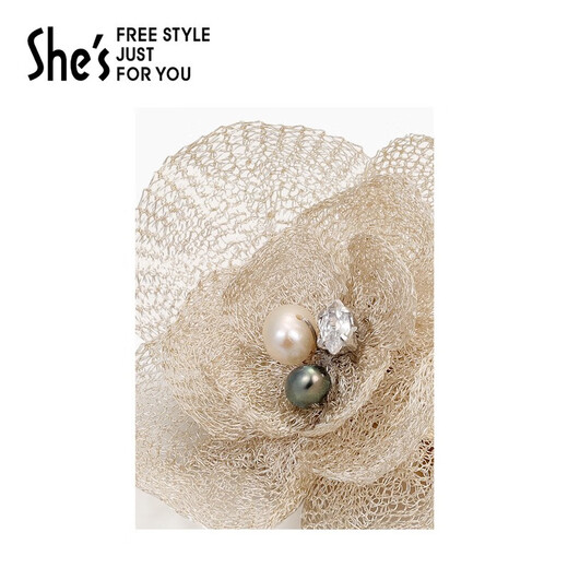 She s Qianzi hand-stacked embroidery flower brooch high-end corsage pin suit jacket silk scarf button birthday gift for women silver white H0