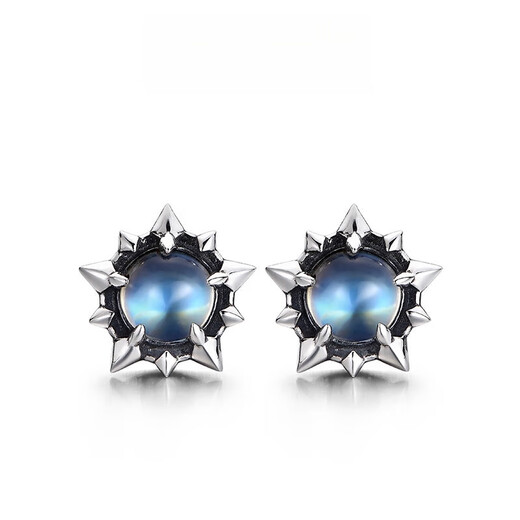 DL 1998 Fat Donglai same style moonstone earrings silver blue polar star men's trendy women's unisex couple's ears one pair