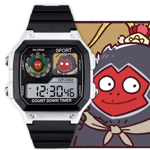 
Huizhi City Langlang Mountain Little Monster Surrounding Watch Little Pig Demon Toad Essence Electronic Student Men and Women Gifts Chinese Comic Watch Time [Fashion Silver Black] D15689 Electronic Watch Default