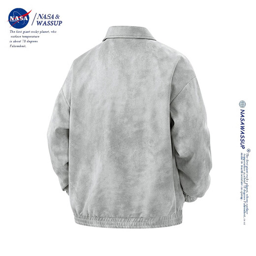 Nasawassup official fashion brand co-branded jacket men's autumn and winter American lapel suede jacket Maillard men's retro top sky gray XL (recommended 120-140Jin Jin equals 0.5 kg)
